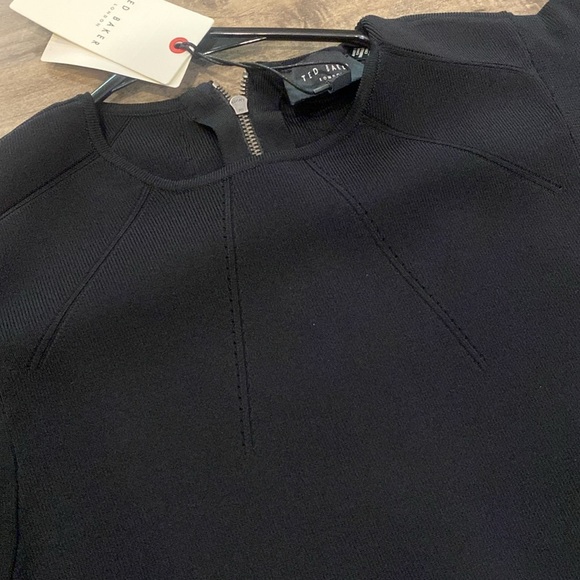 TED BAKER LONDON Lounia Fluted Sleeve Body-Con Sweater Dress Black SZ 3 NWT - Picture 10 of 12